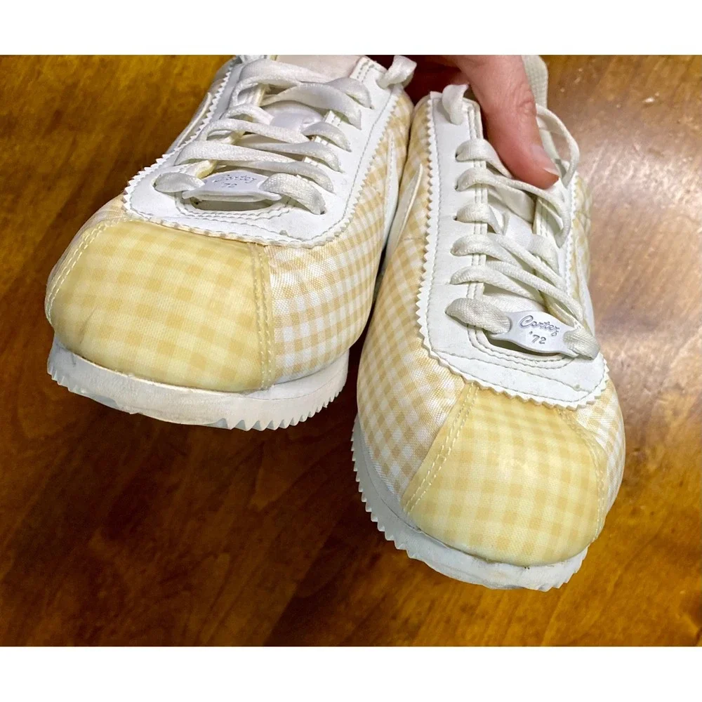 Nike Cortez Gingham Casual Sneakers Women's Size 8.5 White Beige - Picture 9 of 13